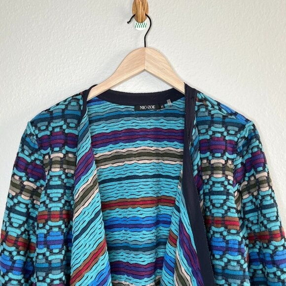 Nic + Zoe Womens Multicolor Knit Draped maximalist Cardigan Jacket Size 2X - Picture 3 of 12